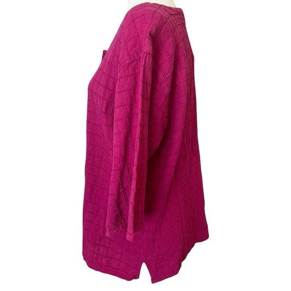 Eucalyptus Magenta Pink Size XL Cotton Boho Hippie Button Down Boxy Top - Picture 3 of 8
